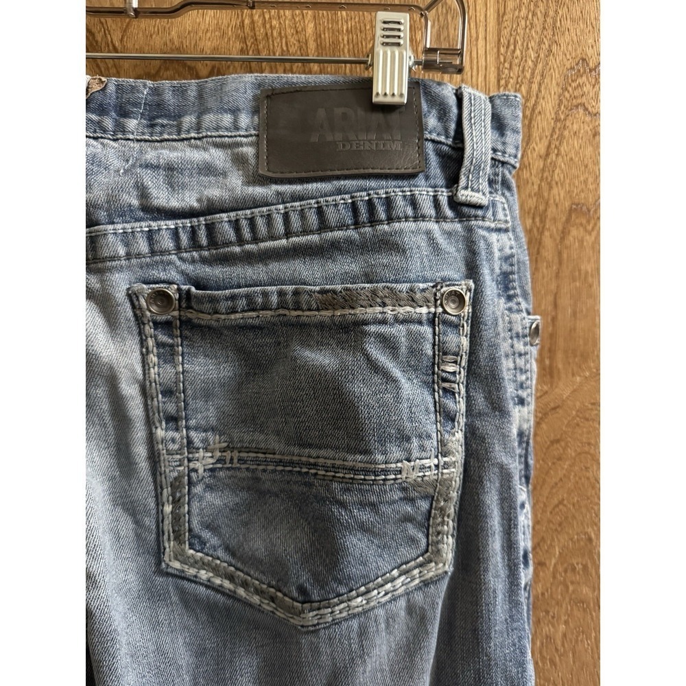Ariat Mens M2 Relaxed Boot Cut Denim Jeans Distressed Size 35 X 32 Mid Rise - Picture 9 of 11